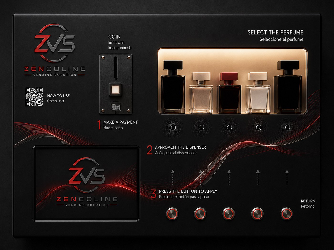 Distribuidor de sprays de perfume ZVS, vista completa